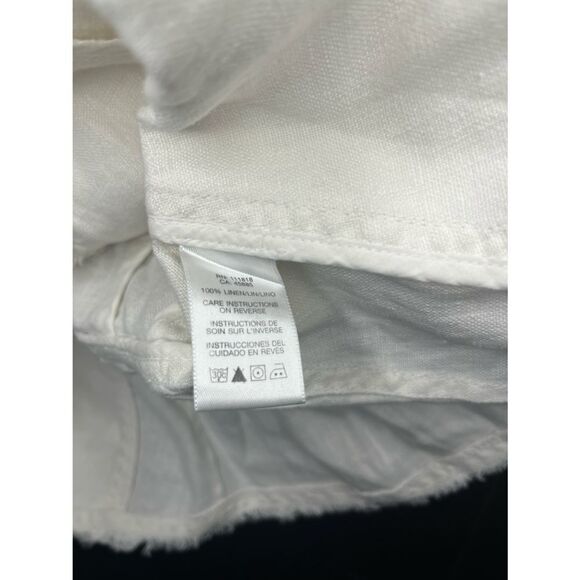 Micheal Kor 100% linen cream frayed trim button up jacket/blazer sz 0 - Picture 4 of 9